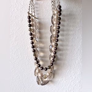 3 layered chunky Brown bead necklace